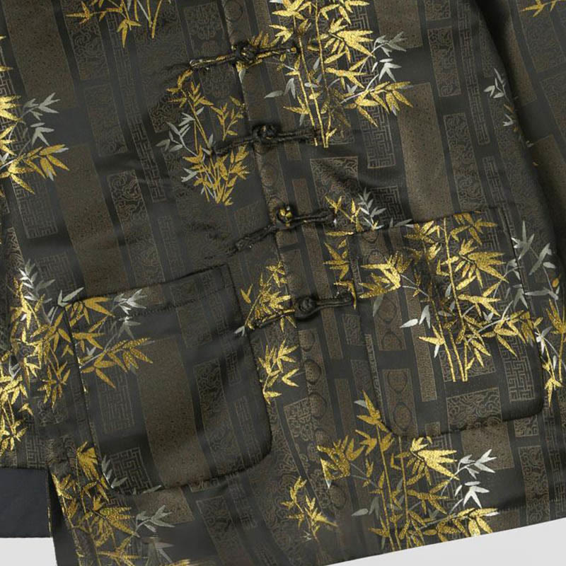 Buddha Stonesゴールデンバンブージャカードフロッグボタン長袖メンズジャケット（ポケット付き） - image 3