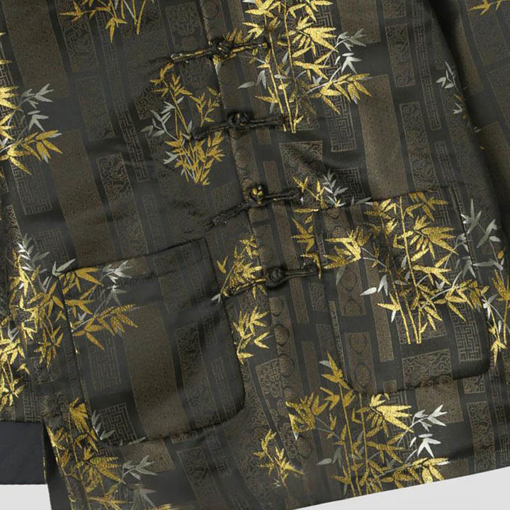 Buddha Stonesゴールデンバンブージャカードフロッグボタン長袖メンズジャケット（ポケット付き） - image 3