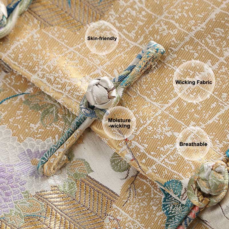 Buddha Stonesマンダリンダック 牡丹 花 カエルボタン 長袖 メンズ ジャケット ポケット付き - image 5