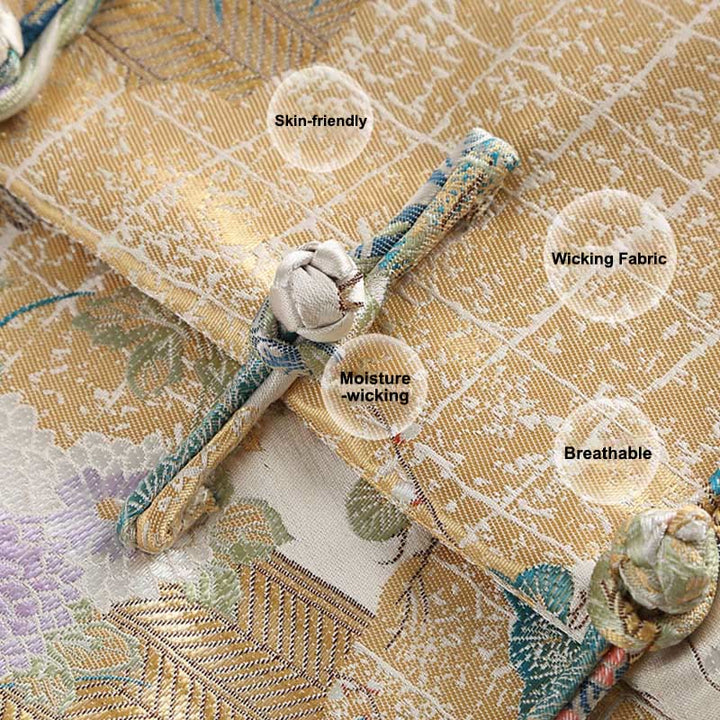 Buddha Stonesマンダリンダック 牡丹 花 カエルボタン 長袖 メンズ ジャケット ポケット付き - image 5