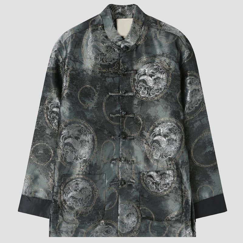 Buddha Stones麒麟山 カエルボタン 長袖 メンズ ジャケット ポケット付き - グレー - US/UK/AU44、 EU54 (4XL) - image 0
