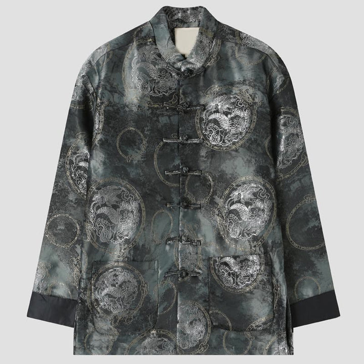 Buddha Stones麒麟山 カエルボタン 長袖 メンズ ジャケット ポケット付き - グレー - US/UK/AU44、 EU54 (4XL) - image 0