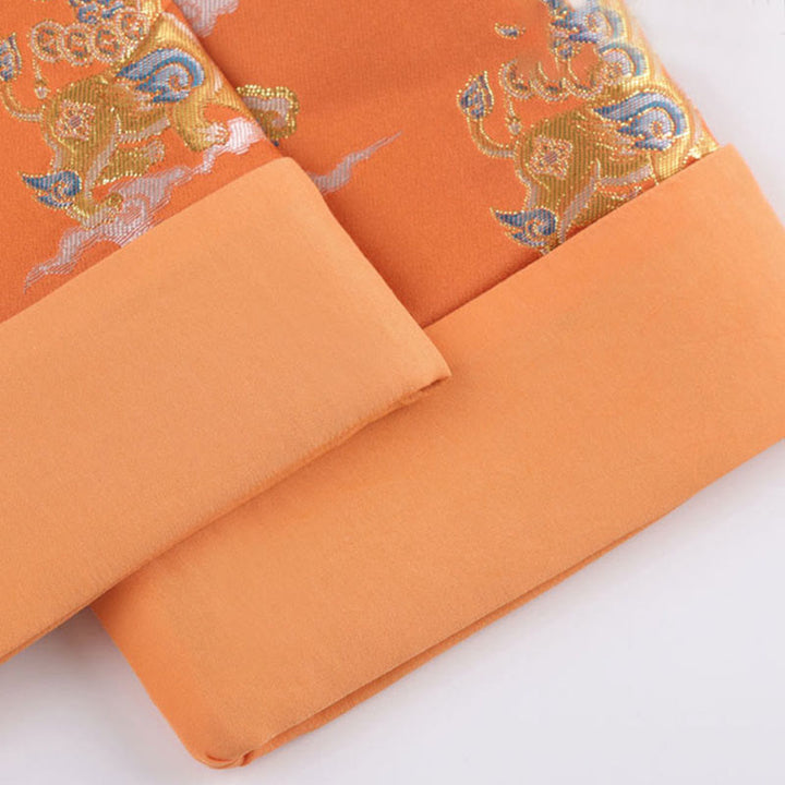 Buddha Stonesオレンジ麒麟吉兆雲カエルボタン長袖メンズジャケットポケット付き - image 9