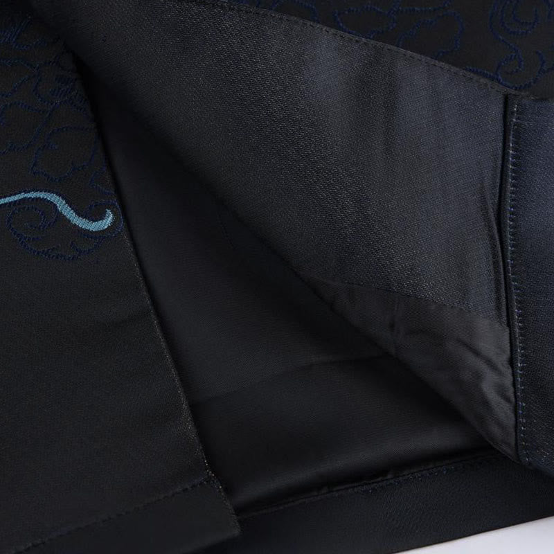 Buddha Stonesゴールデンデザートブルーフラワー カエルボタン 長袖 メンズジャケット ポケット付き - image 9