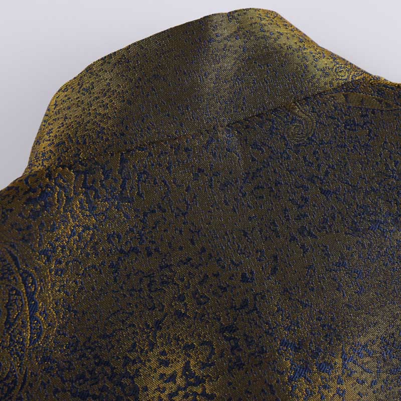 Buddha Stonesゴールデンデザートブルーフラワー カエルボタン 長袖 メンズジャケット ポケット付き - image 5