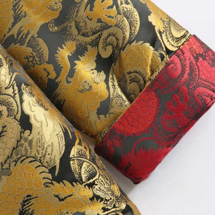 Buddha Stones冬用 ドラゴン ジャカード 暖かい フロッグボタン 長袖 メンズ ジャケット ポケット付き - image 9