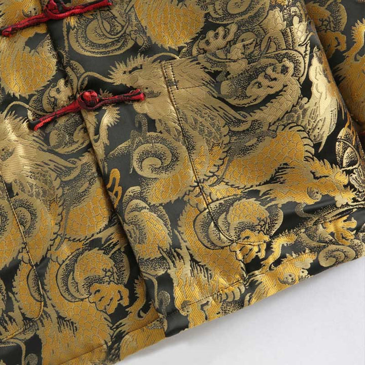 Buddha Stones冬用 ドラゴン ジャカード 暖かい フロッグボタン 長袖 メンズ ジャケット ポケット付き - image 8