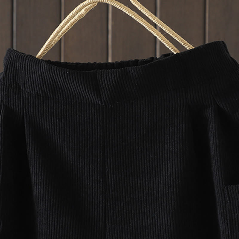 Buddha Stonesフリース裏地 ハイウエスト レディース ワイドレッグ コーデュロイ コットンパンツ ポケット付き - image 11