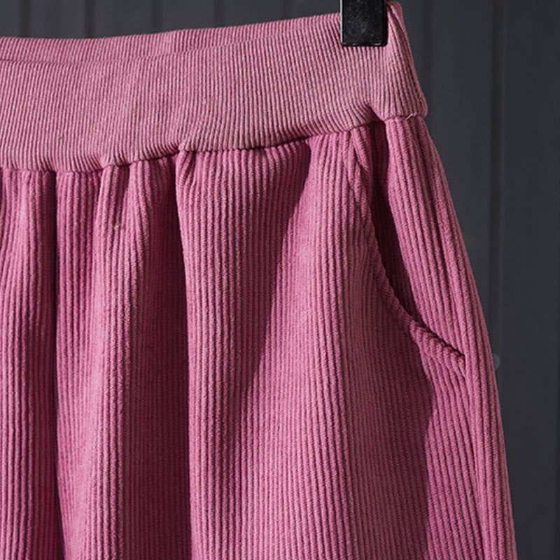 Buddha Stones冬用 レディース ワイドレッグ コーデュロイ コットン サーマル フリース裏地 ポケット付きパンツ - image 4