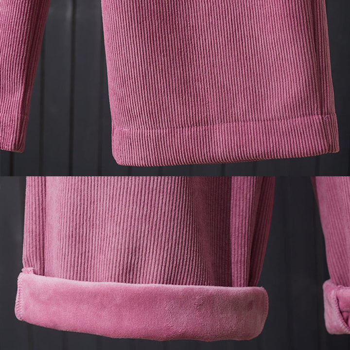 Buddha Stones冬用 レディース ワイドレッグ コーデュロイ コットン サーマル フリース裏地 ポケット付きパンツ - image 7