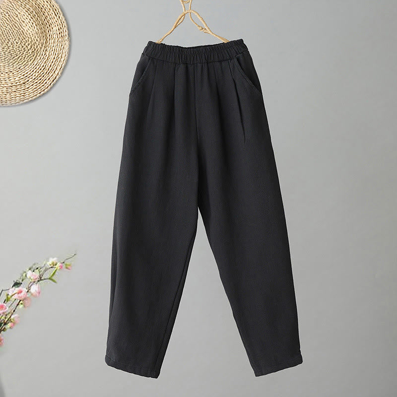 Buddha Stones冬用 レディース コットン サーマル フリース裏地 アンクル丈 パンツ ポケット付き - 黒 - US8-10，UK/AU12-14，EU40-42 (2XL) - image 6