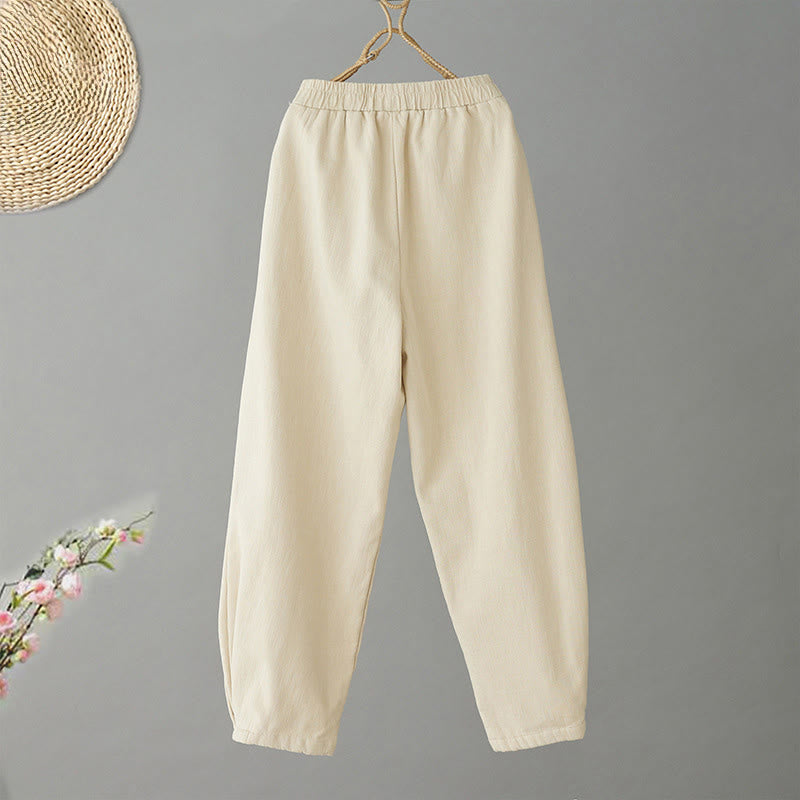 Buddha Stones冬用 レディース コットン サーマル フリース裏地 アンクル丈 パンツ ポケット付き - image 1