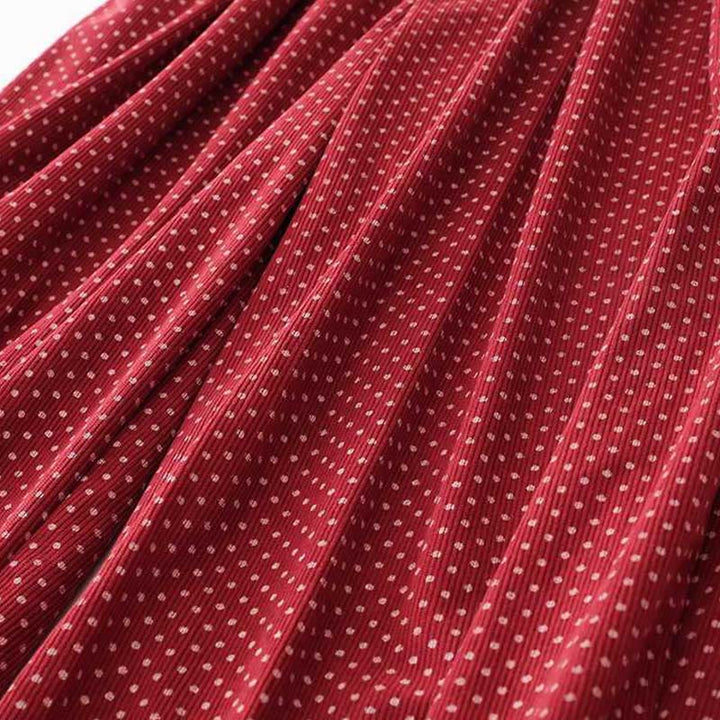 Buddha Stonesの秋のドット柄ハイウエストデザインレディースワイドレッグパンツ（ポケット付き） - image 7