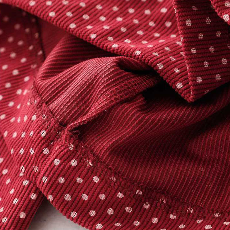 Buddha Stonesの秋のドット柄ハイウエストデザインレディースワイドレッグパンツ（ポケット付き） - image 10