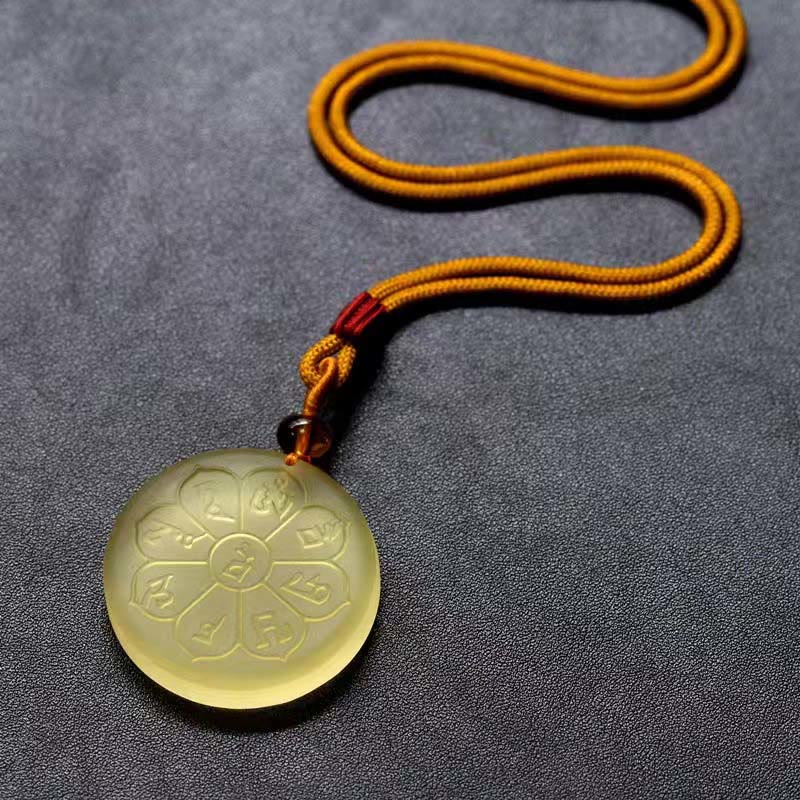 Buddha Stones琉璃水晶 富の神 マントラ 豊穣 八弁形 ネックレス ペンダント - image 1