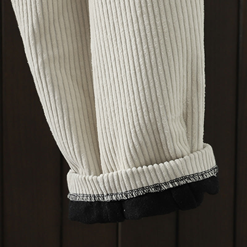 Buddha Stonesレディース 冬用 無地 コーデュロイ コットン ハイウエスト フリース裏地 ハーレムパンツ ポケット付き - image 9