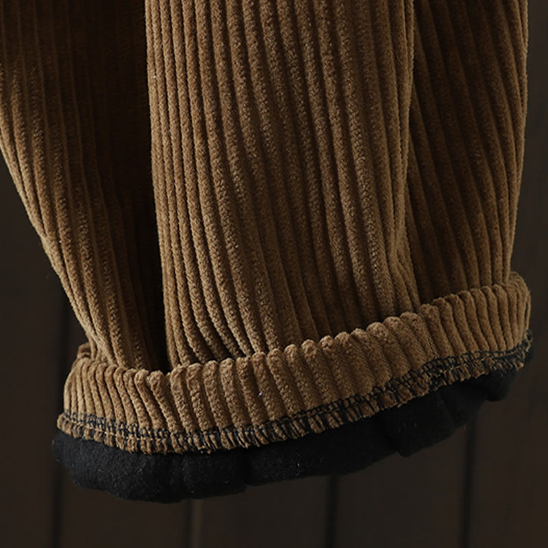 Buddha Stonesレディース 冬用 無地 コーデュロイ コットン ハイウエスト フリース裏地 ハーレムパンツ ポケット付き - image 22