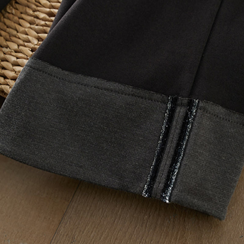 Buddha Stonesカジュアル 厚手 伸縮性ウエスト ストレートレッグ レディース 冬パンツ ポケット付き - image 2