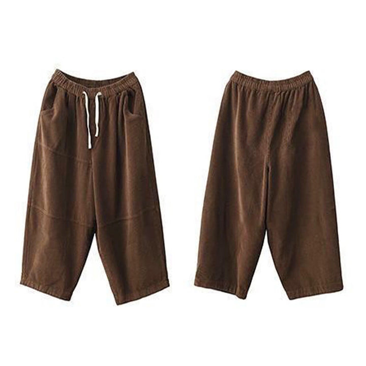 Buddha Stonesレディース ドローストリングデザイン コットンコーデュロイ サーマルフリース裏地 ポケット付きパンツ - image 2