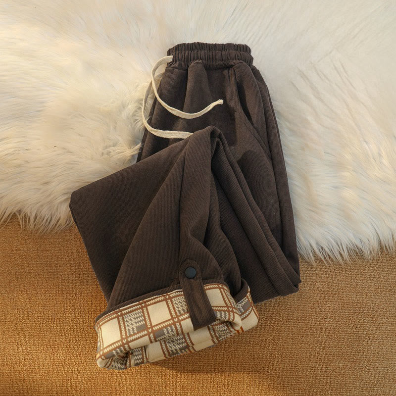 Buddha Stonesレディース パッチワーク コットン コーデュロイ フリース裏地 ワイドレッグパンツ ポケット付き - image 7