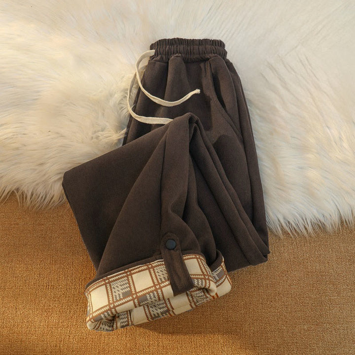 Buddha Stonesレディース パッチワーク コットン コーデュロイ フリース裏地 ワイドレッグパンツ ポケット付き - image 7