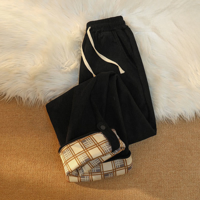 Buddha Stonesレディース パッチワーク コットン コーデュロイ フリース裏地 ワイドレッグパンツ ポケット付き - image 15