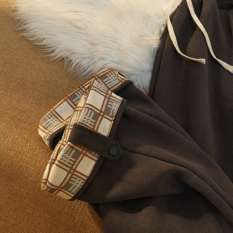 Buddha Stonesレディース パッチワーク コットン コーデュロイ フリース裏地 ワイドレッグパンツ ポケット付き - image 25