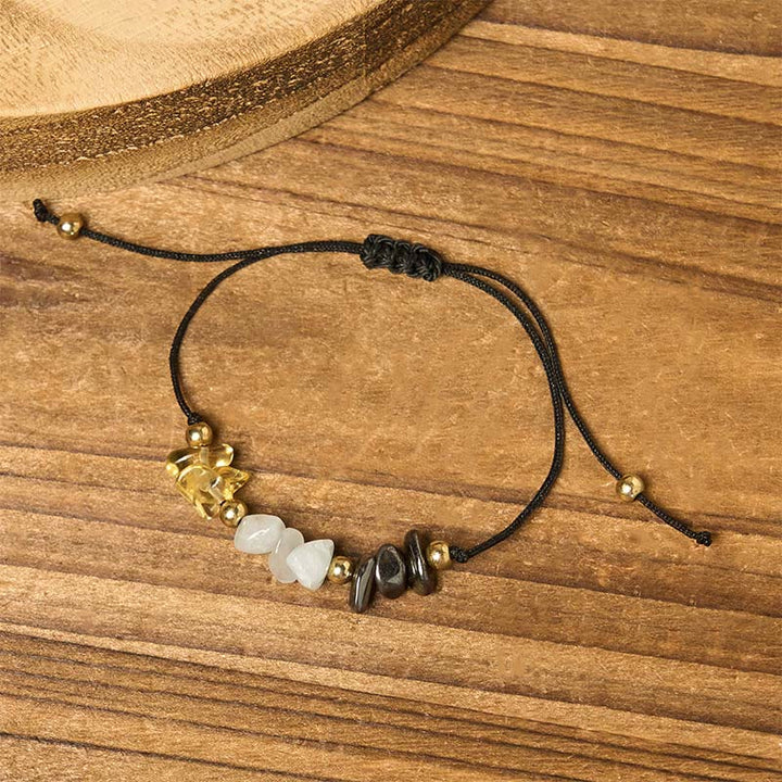 Buddha Stonesシトリン グリーンアベンチュリン パイライト成就のロープカードブレスレット - image 3