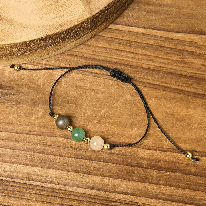 Buddha Stonesシトリン グリーンアベンチュリン パイライト成就のロープカードブレスレット - image 13