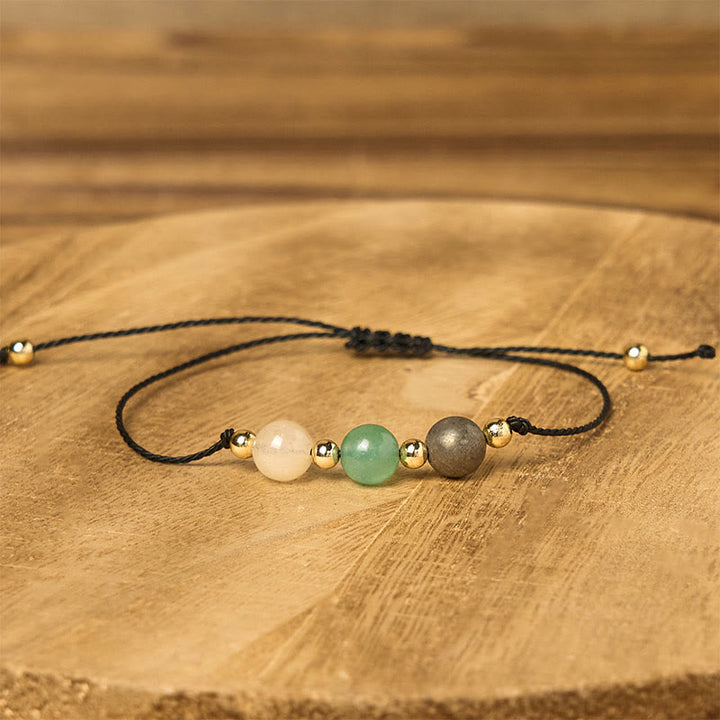 Buddha Stonesシトリン グリーンアベンチュリン パイライト成就のロープカードブレスレット - image 12