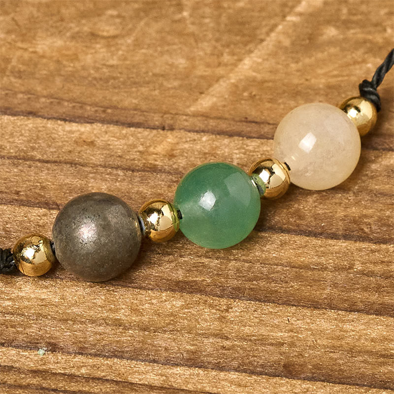 Buddha Stonesシトリン グリーンアベンチュリン パイライト成就のロープカードブレスレット - image 14