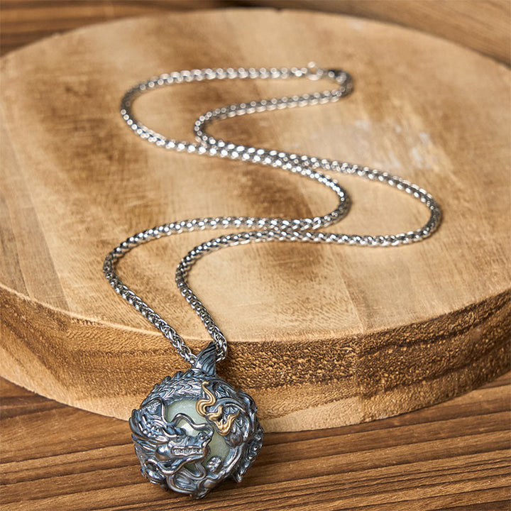 Buddha Stones 銅製ドラゴンのビーズを囲む力強いペンダントネックレス - image 10