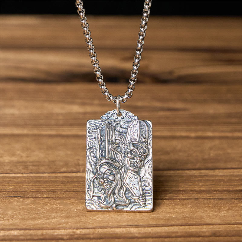 Buddha Stones 銅製 ブラック ホワイト 無常模様 バランスペンダントネックレス - 黒と白の無常とツイストチェーン - image 6