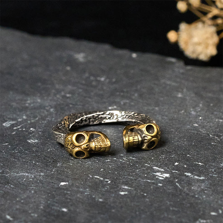 Buddha Stones屍の森の王 銅製 ダブルスカル 悪霊除けリング - image 2
