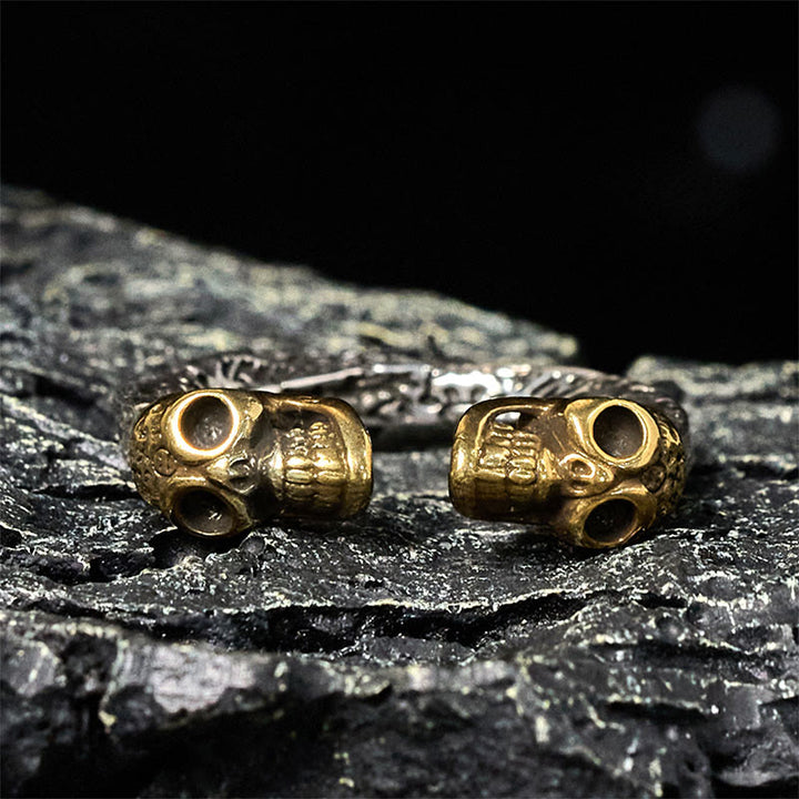 Buddha Stones屍の森の王 銅製 ダブルスカル 悪霊除けリング - image 3