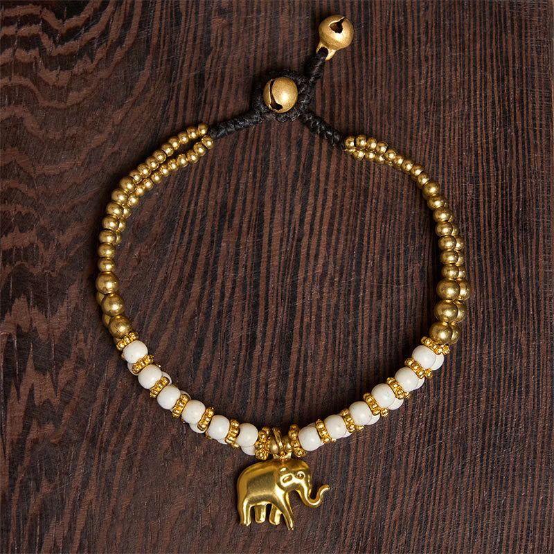 Buddha Stonesターコイズ象幸運二重層メッキ銅強さブレスレット - image 1