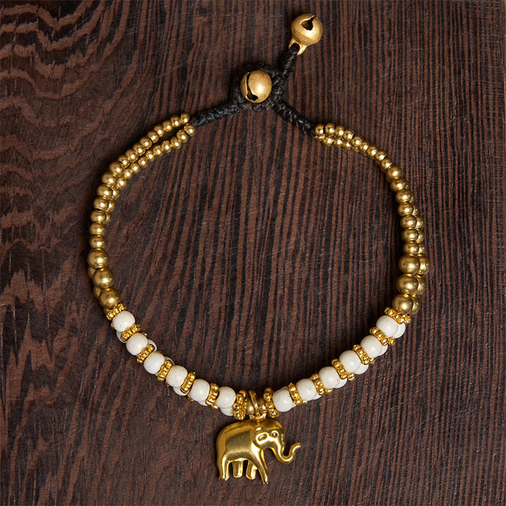 Buddha Stonesターコイズ象幸運二重層メッキ銅強さブレスレット - image 1