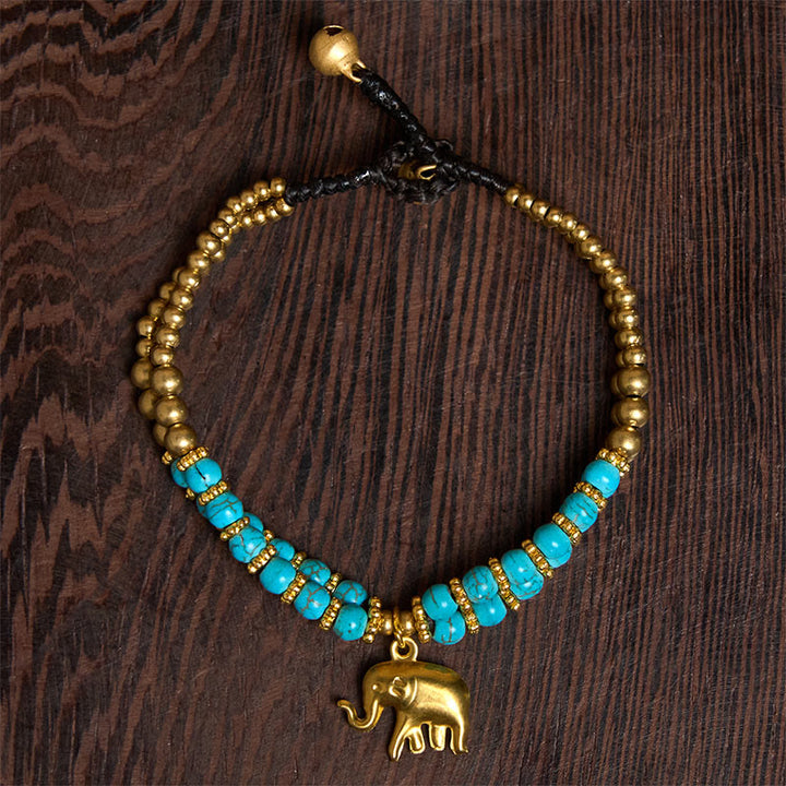 Buddha Stonesターコイズ象幸運二重層メッキ銅強さブレスレット - image 18
