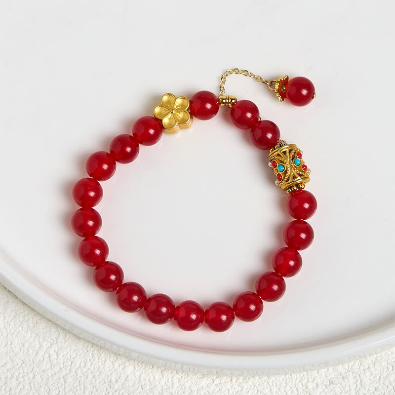 Buddha Stonesチベット産 ホワイトアゲート 水晶石 花 ポジティブブレスレット - image 7