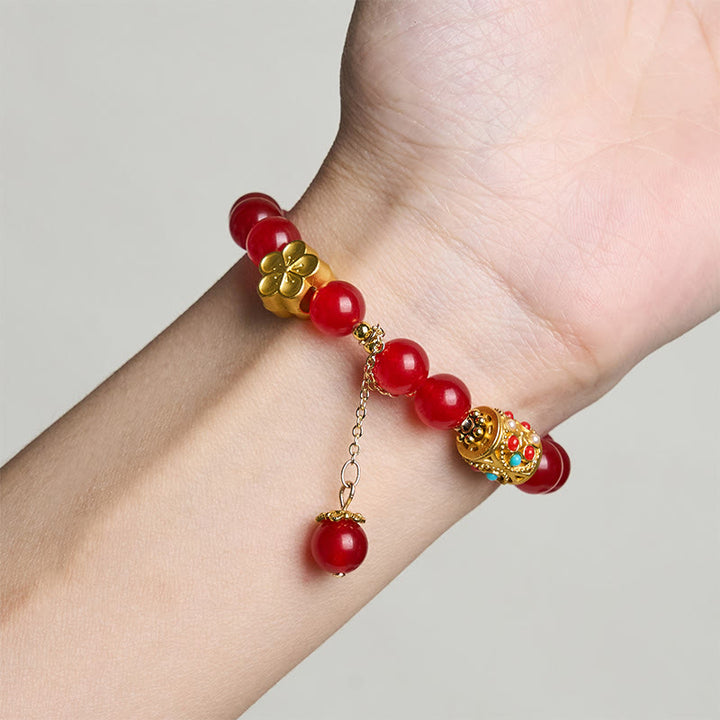 Buddha Stonesチベット産 ホワイトアゲート 水晶石 花 ポジティブブレスレット - image 8