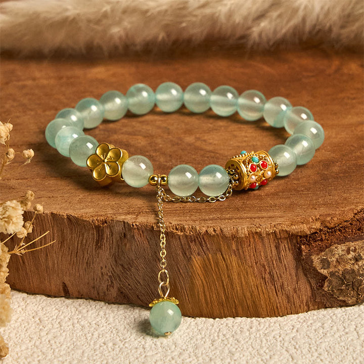 Buddha Stonesチベット産 ホワイトアゲート 水晶石 花 ポジティブブレスレット - ブルークリスタル（手首周り：14～16cm） - image 15