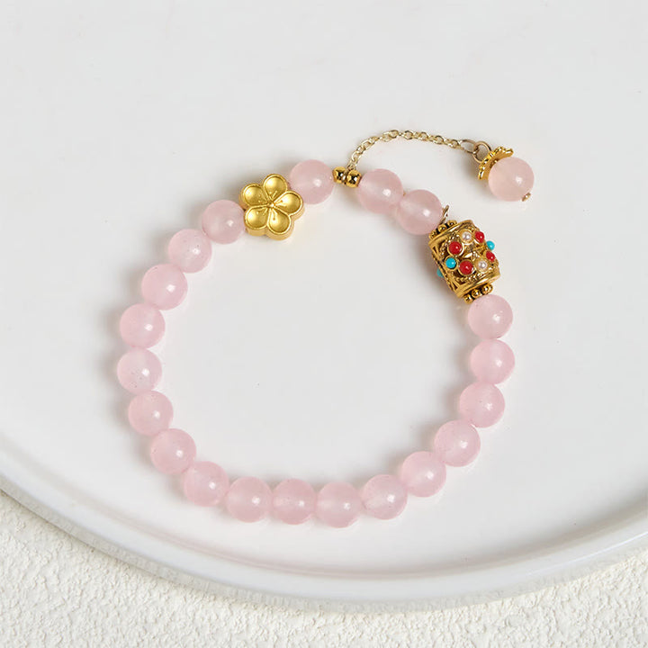 Buddha Stonesチベット産 ホワイトアゲート 水晶石 花 ポジティブブレスレット - image 12