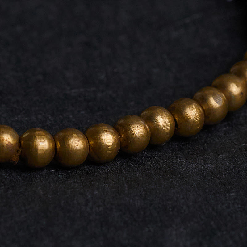Buddha Stonesメッキ銅真鍮金光沢黒曜石 守護開運財運ブレスレット - image 4