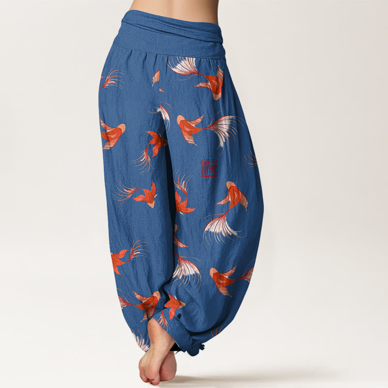 Buddha Stonesプリント 純綿 鯉鯉レディース 伸縮性ウエスト ハーレムパンツ - image 10