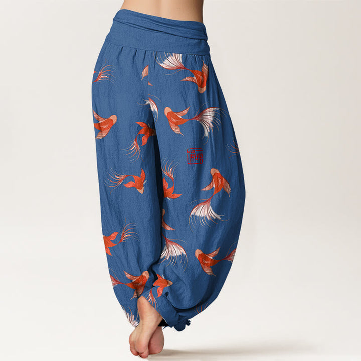 Buddha Stonesプリント 純綿 鯉鯉レディース 伸縮性ウエスト ハーレムパンツ - image 10