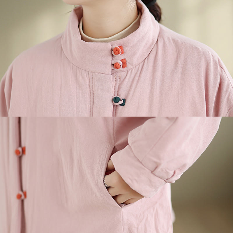 Buddha Stonesレディース 冬用 中国風フロッグボタン 長袖 コットン 厚手ジャケット ポケット付き - image 6