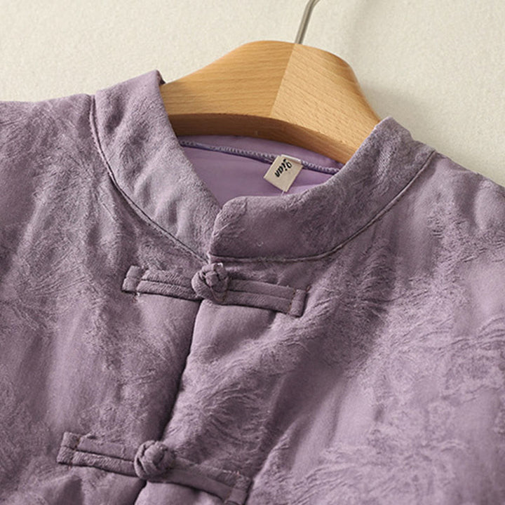 Buddha Stonesレディース 無地 フロッグボタンデザイン 長袖 コットンジャケット ポケット付き - image 1