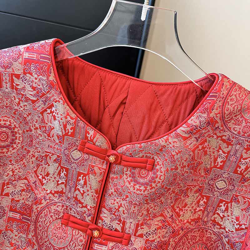 Buddha Stonesレディース ジャカード シンメトリーフローラル柄 長袖 コットンジャケット ポケット付き - image 6