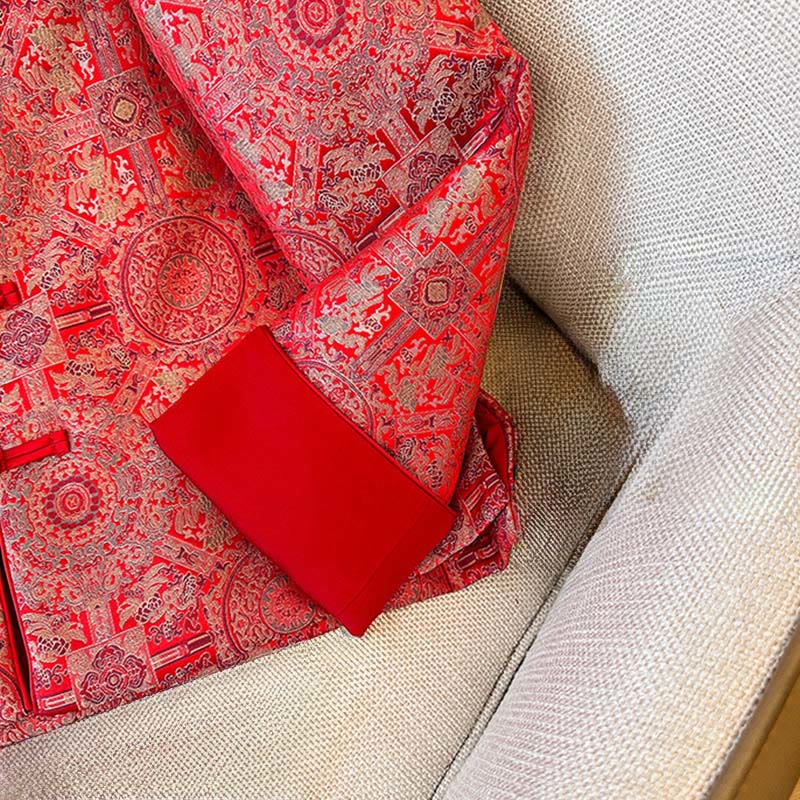 Buddha Stonesレディース ジャカード シンメトリーフローラル柄 長袖 コットンジャケット ポケット付き - image 10