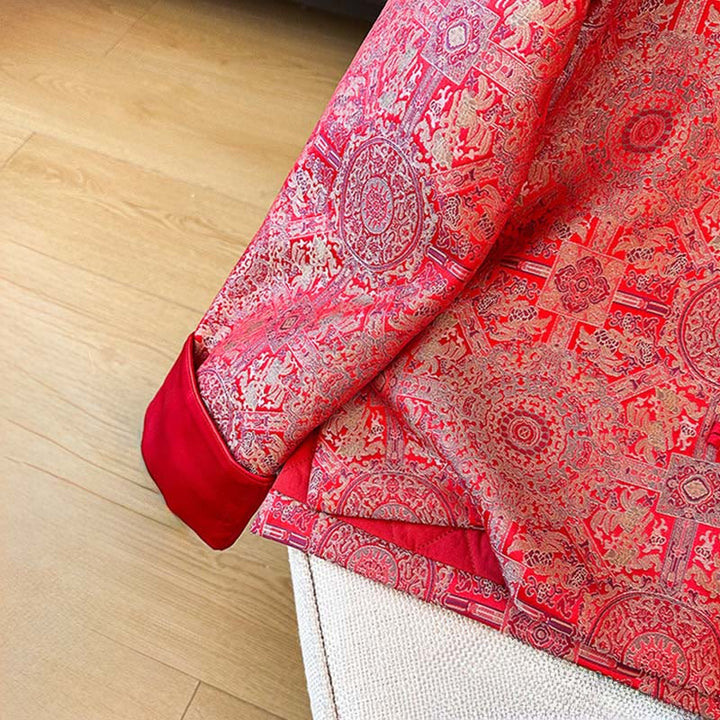 Buddha Stonesレディース ジャカード シンメトリーフローラル柄 長袖 コットンジャケット ポケット付き - image 9